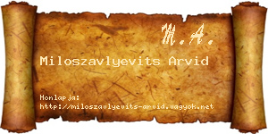 Miloszavlyevits Arvid névjegykártya